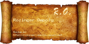 Rozinger Ompoly névjegykártya